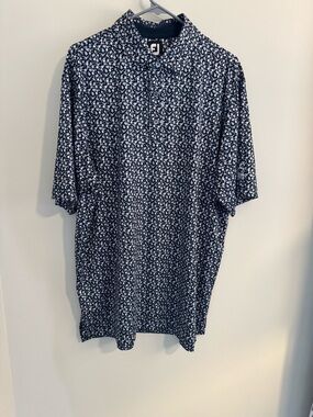 FootJoy Black Shirt with White and Pink Floral Print